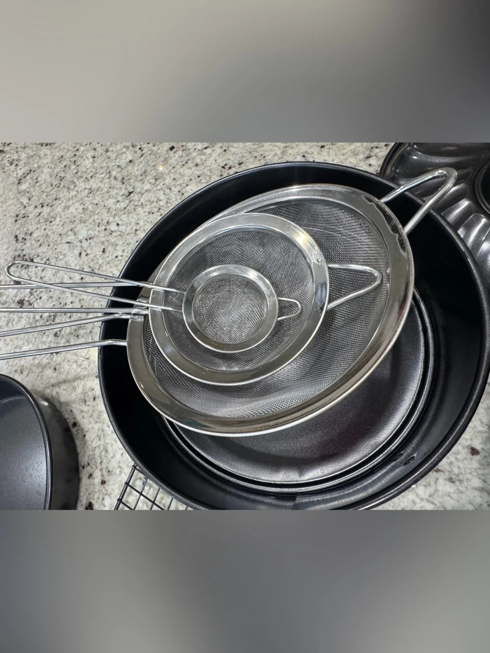 Nonstick baking set, sifters, grater with storage container, cooling rack